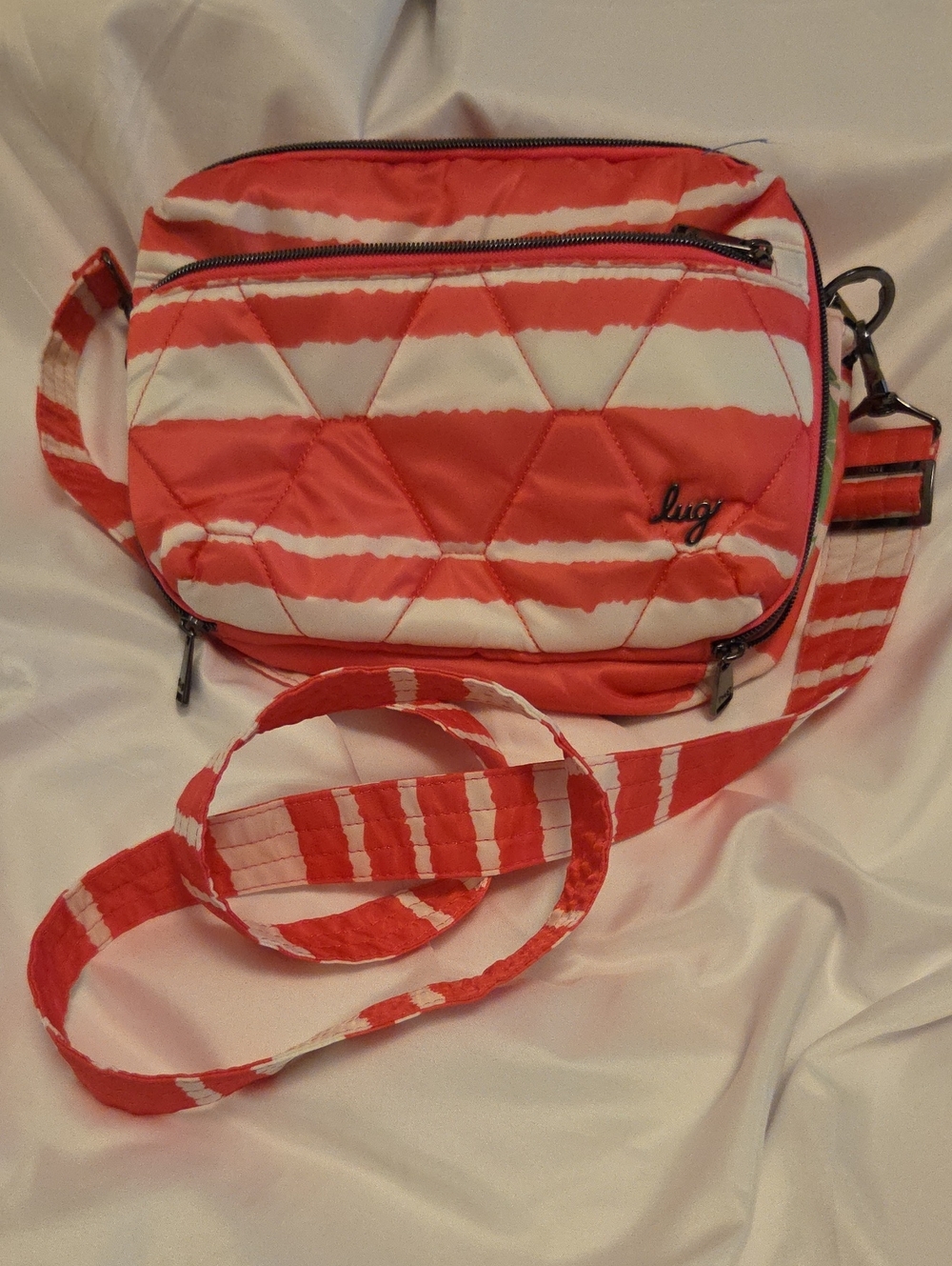 lug Pink And White Stripe Quilted Crossbody Bag Bebop